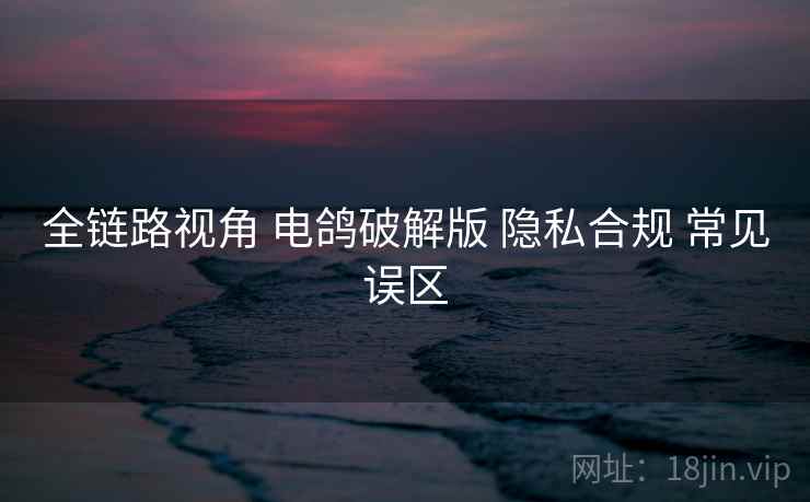全链路视角 电鸽破解版 隐私合规 常见误区